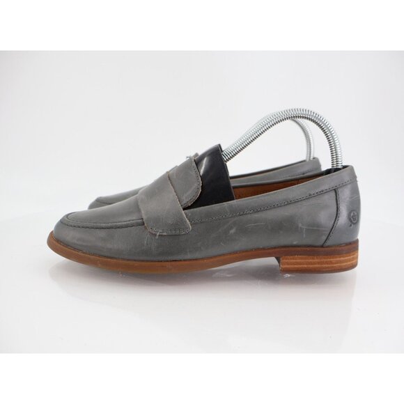 Born Langley Penny Loafers Womens 8 Blue Gray Leather Slip On Block Heel - Picture 4 of 12